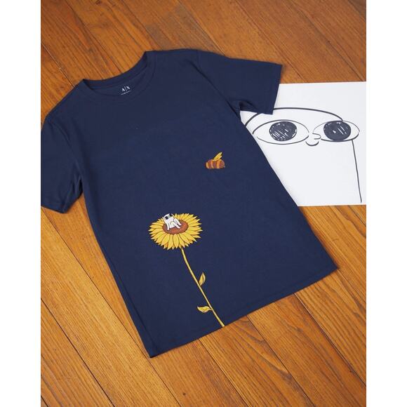 Vintage Armani Exchange (A|X) t-shirt, artwork by Ketnipz, Navy Blue Size XS - Picture 1 of 11